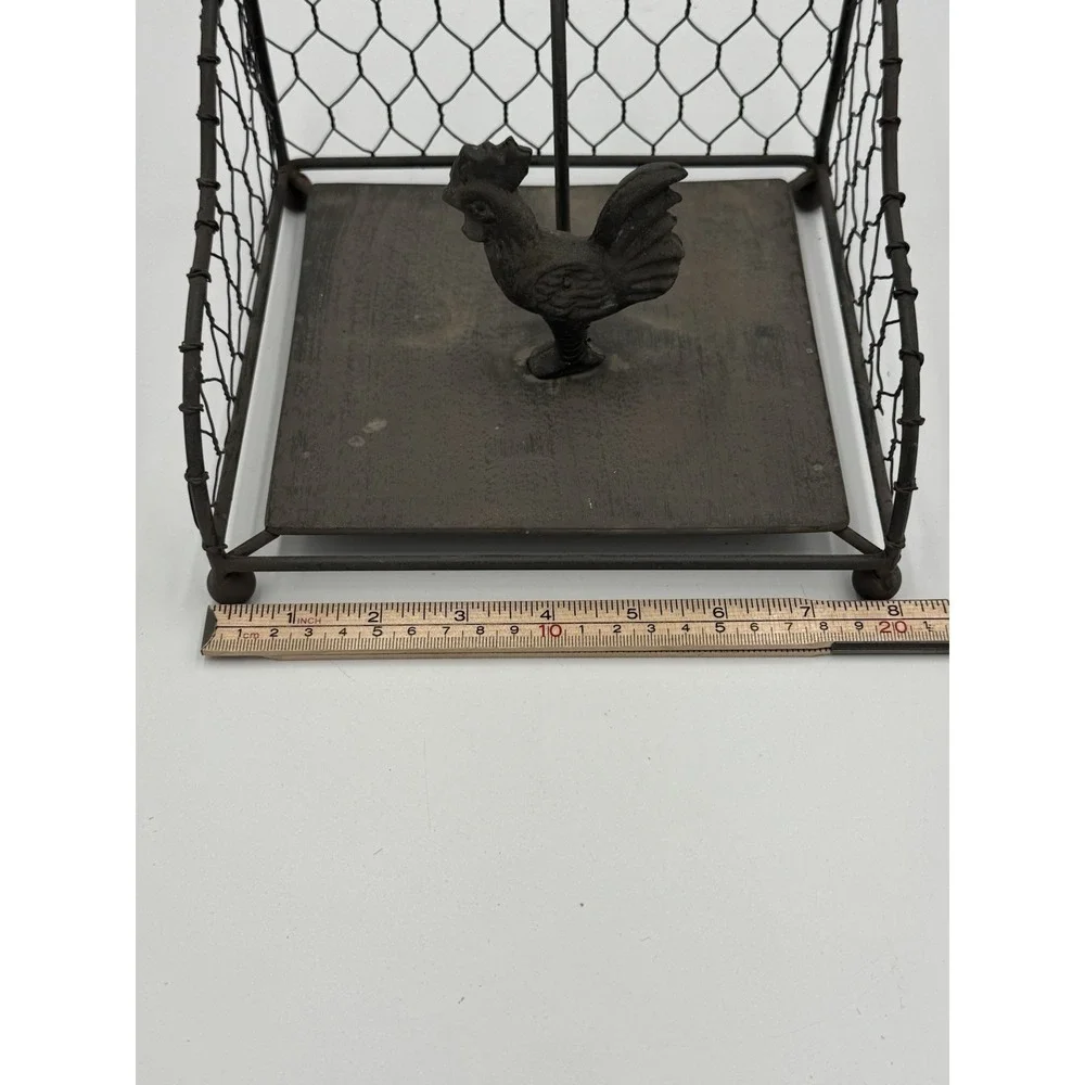 Rooster Hinged Napkin Holder French Country Farmhouse‎ Rustic Brown Wrought Iron